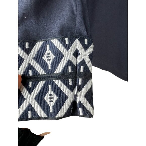 Tory Burch Ariana Tunic V Neck Long Sleeve Blue 2 - Picture 4 of 9